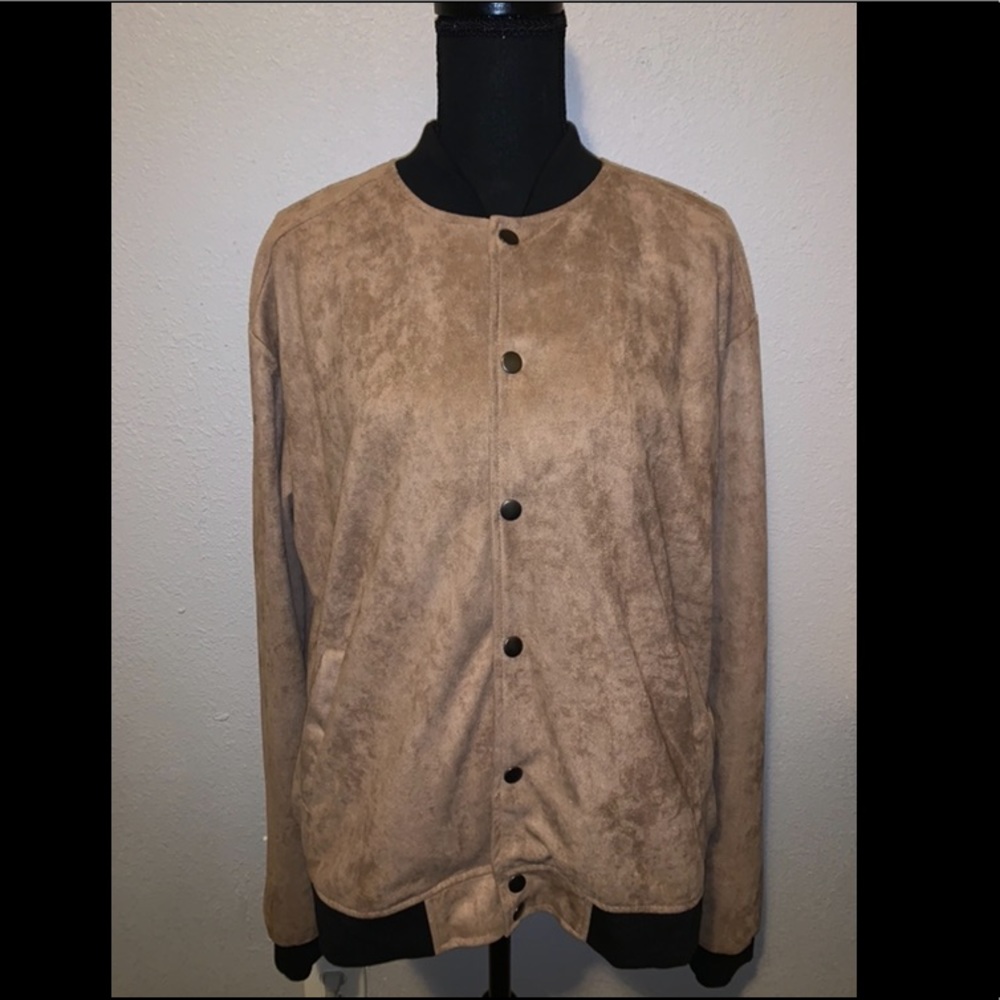 Brown Suede Bomber Jacket